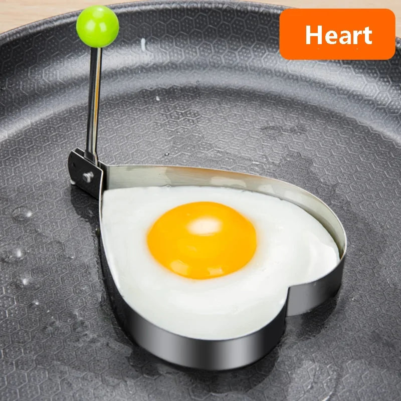 Stainless Steel 5-Style Egg Shaper: Pancake, Omelette, and Mold Rings for Frying and Cooking