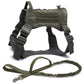 Nylon Tactical Dog Harness with Handle & Bungee Leash for Large Dogs